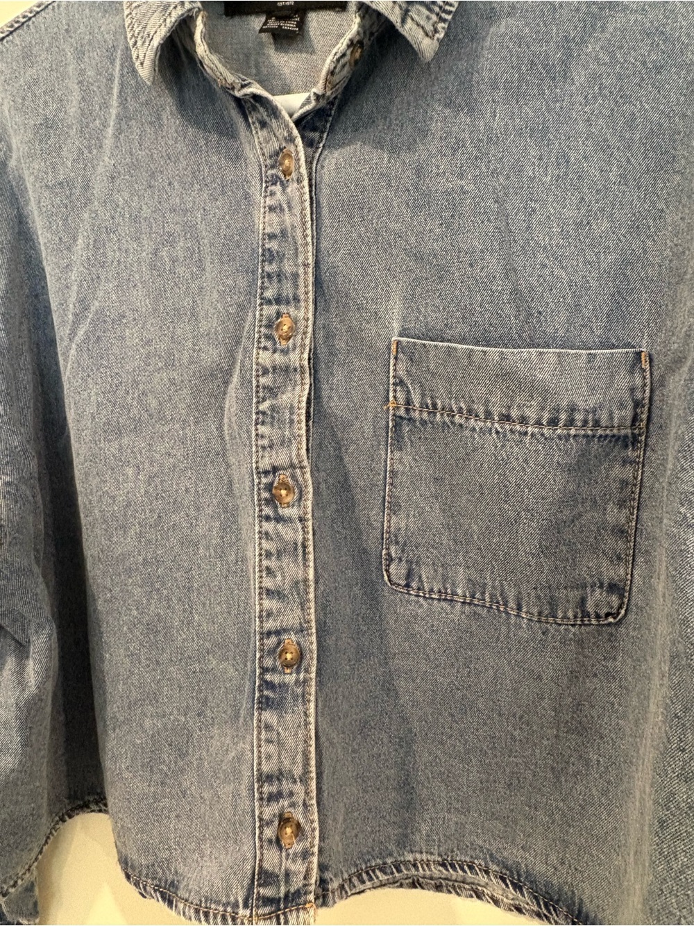 French Connection Medium Blue Wash Denim Button-Up Shirt – XL - Picture 3 of 8
